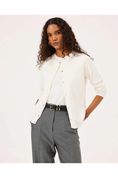 SEÇİL Sıfır Yaka Düğmeli Uzun Kollu Triko Hırka