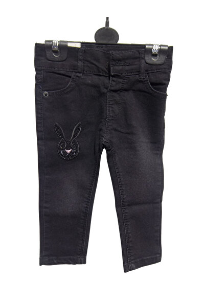 Wiki Land TAVŞAN NAKIŞLI TAŞ İŞLEMELİ JEANS KIZ PANTOLON