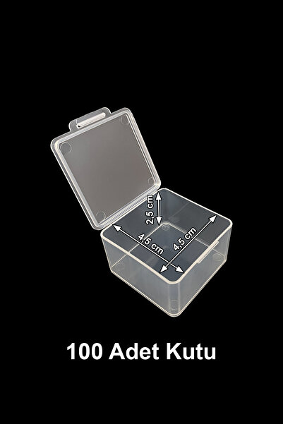 STEEL PLASTİK Plastik Şeffaf Küçük Kutu (4,5CM X 4,5 CM X 2,5 CM) 100 Adet