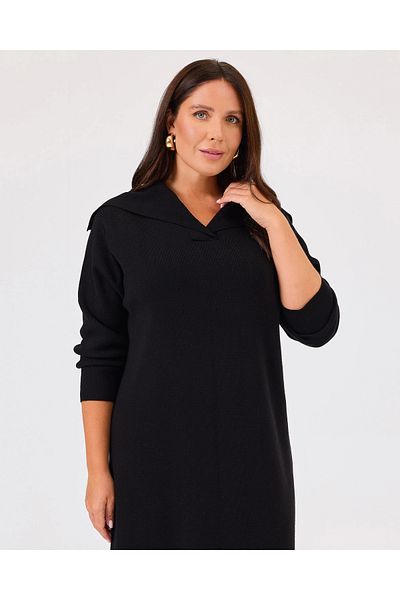 Gala-Xi Μακρυμάνικο Μίντι Μήκος Πλεκτό Φόρεμα Plus Size