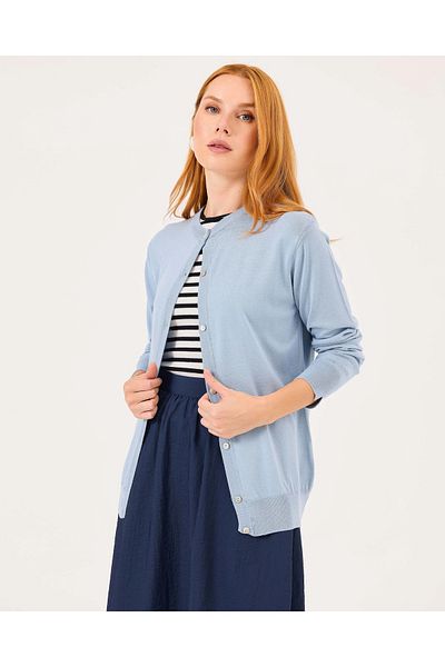 SEÇİL Cardigan tricot cu mânecă lungă cu nasturi cu gâtul rotund