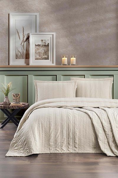 Altınbaşak Valentina Double Bedspread Beige (3 Pieces)