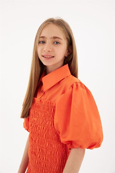 Hilal Akıncı Kids Kız Çocuk Turuncu Fırfırlı Elbise