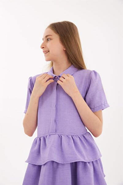 Hilal Akıncı Kids Kız Çocuk Renkli Yandan Fermuarlı Kat Kat Elbise