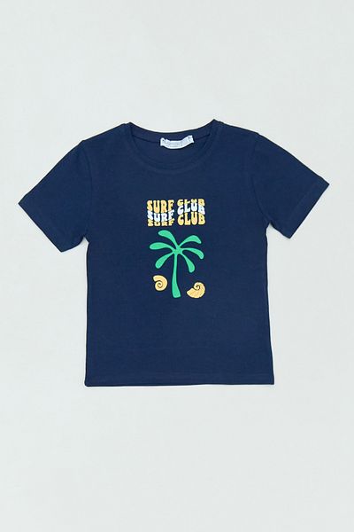 Fulla Moda 100% Cotton Surf Club Text Printed Girl's T-Shirt