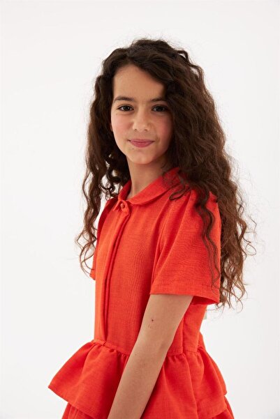 Hilal Akıncı Kids Kız Çocuk Renkli Yandan Fermuarlı Kat Kat Elbise