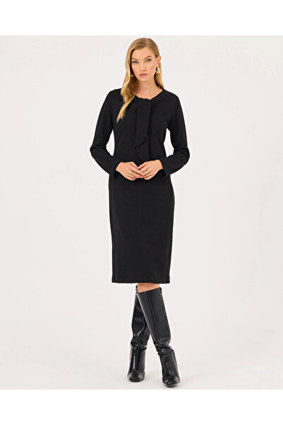 SEÇİL Fular Yakalı Uzun Kollu Elbise