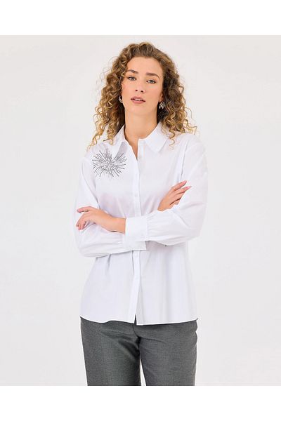 SCL Cămașă cu mânecă lungă cu nasturi cu detaliu de piatră