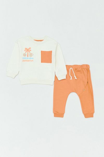Fulla Moda 100% Cotton Palm Printed Unisex Kids Suit with Pockets
