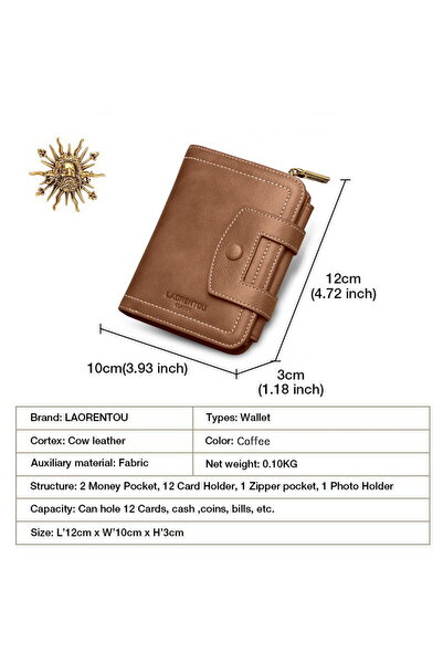 Laorentou Cucinelli Genuine Leather Italian Made Zippered Women's Wallet - Women's Card Holder