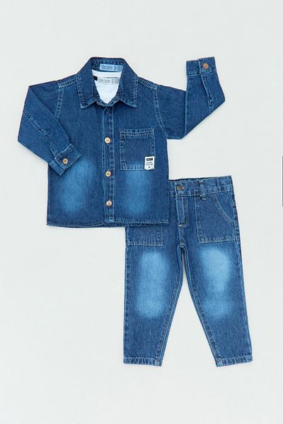 Fulla Moda 100% Cotton Text Printed 3 Piece Boy's Suit