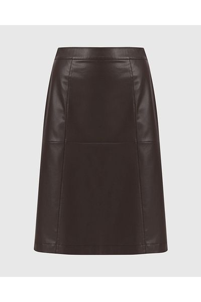 Gala-Xi Large Size Midi Length Faux Leather Skirt