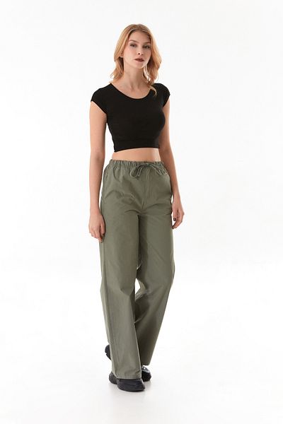 Fulla Moda Παντελόνι Parachute Fabric με ελαστική μέση