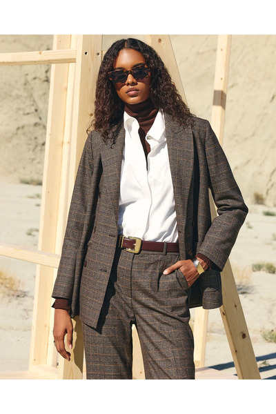 SEÇİL Ekose Desenli Cepli Ceket