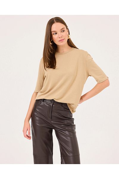 SEÇİL Crew Neck Short Sleeve Knitwear Blouse