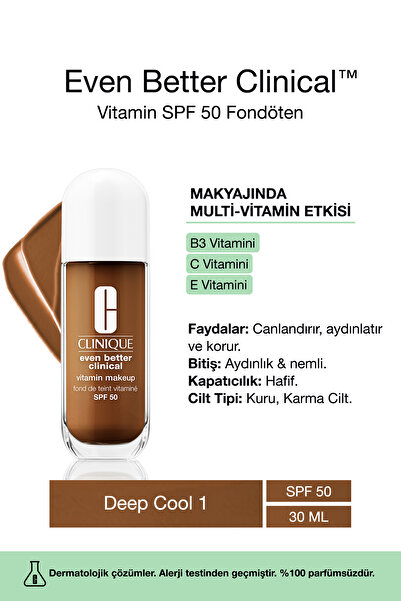 Clinique Even Better Clinical Vitamin Makeup SPF 50 Fondöten - Renk: Deep Coo...
