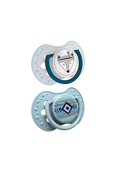 LOVI Dynamic Soother Silicone 0-3Months Indian Summer Boy - Blue, Pack of 2