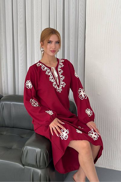 Neşeli Butik rochie de in broderie de vara pentru femei NBK4149