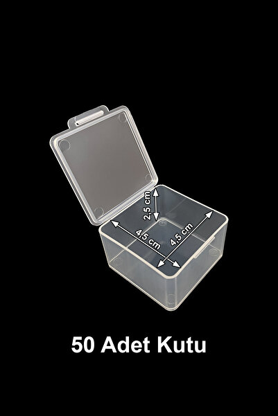STEEL PLASTİK Plastik Şeffaf Küçük Kutu (4,5CM X 4,5 CM X 2,5 CM) 50 Adet