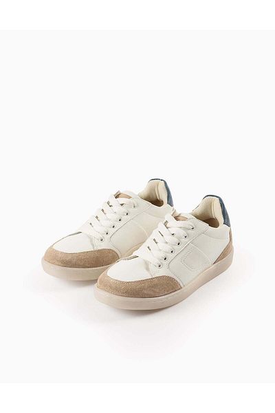 Ziddy Combined Trainers for Boys, White/Beige