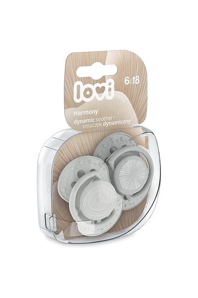 LOVI Dynamic Harmony Boy Collection Soother For 6-18 Months - Grey, Pack of 2