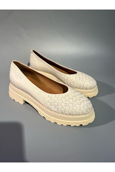 Butik Noble shoes hakiki deri örgü desenli babet