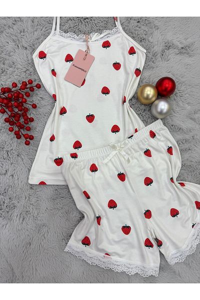 pijamaworld SET DE PIZAMA CU ȘORȚ CU CUREA IP ȘI ȚESĂTURĂ MOALE DE VISCOS