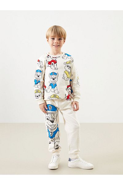 LC Waikiki Lcw Crew Neck Printed Boys Sweatshirt and Sweatpants Bottom 2-Piece Set