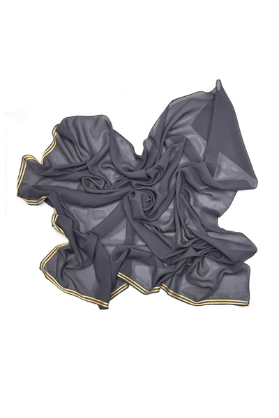 nazipek Altın Biyeli Krep Şifon Eşarp 100x100cm Yazma