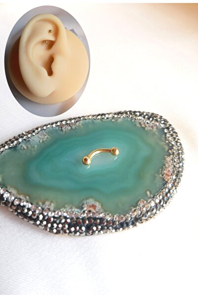 Bylin %100 Cerrahi Çelik Rook, Snog, Dil, Kaş Muz Piercing/banana Piercing -bar 6mm -top 2,5mm-1 Adet