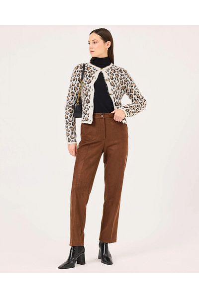 SEÇİL Ankle Length Buttoned Suede Trousers