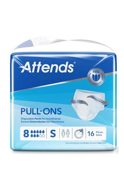 attends Pull On 8 Small Incontinence Adult Diapers, Unisex - 16 Pieces