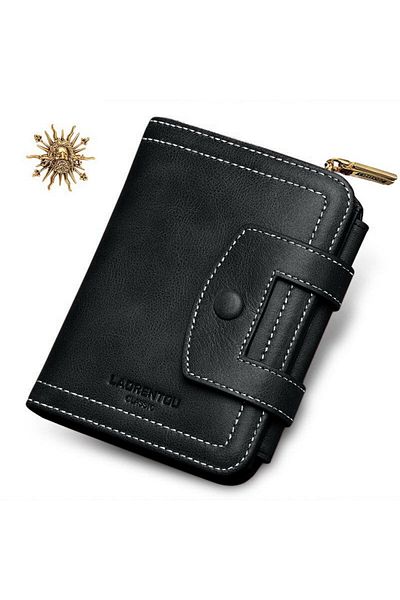 Laorentou Cucinelli Genuine Leather Italian Made Zippered Women's Wallet - Women's Card Holder