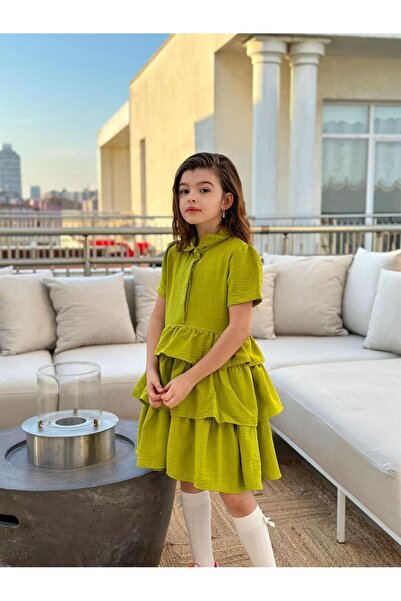 Hilal Akıncı Kids Kız Çocuk Renkli Yandan Fermuarlı Kat Kat Elbise