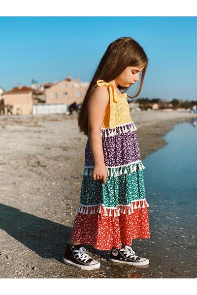 Hilal Akıncı Kids Rochie de fetiță cu modele spaniole colorate