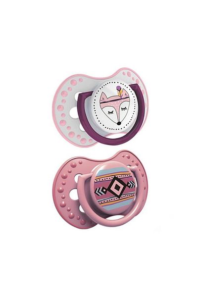 LOVI Dynamic Soother Silicone 6-18Months Indian Summer Boy - Pink, Pack of 2