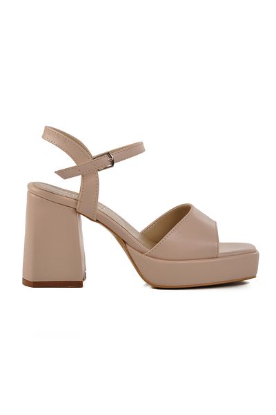 AYAKMOD Beige Platform Heel Women's Heeled Shoes 284091   Z