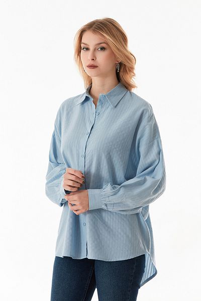 Fulla Moda Cămașă lejeră lungă cu dungi la spate