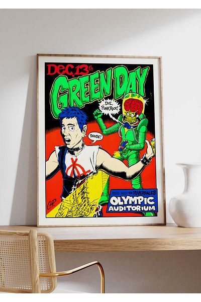 House Gorgeous Poster retro fără rame cu design de concert Green Day Nr.:3