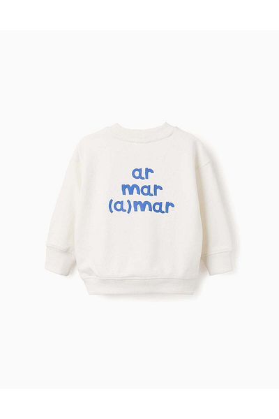 Ziddy Sweatshirt with Kangaroo Pocket for Baby Boys 'Love', White