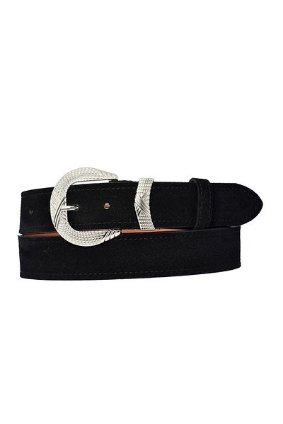 GoDeri Curea neagră pentru femei 100% piele naturală cu cataramă argintie de 4 cm