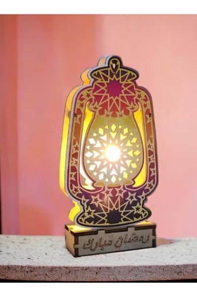 co arma Ramadan Wooden Lantern Table Lamp