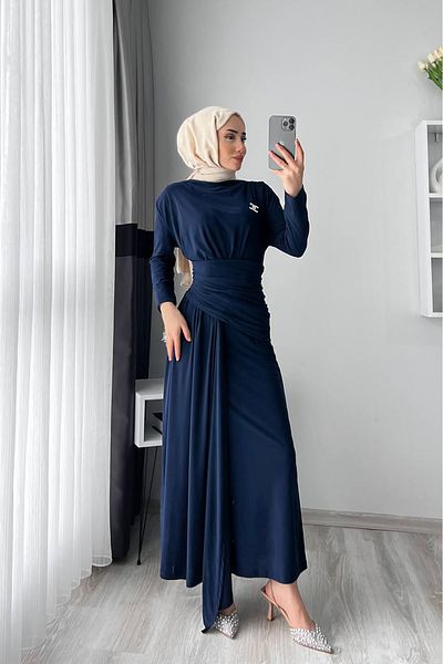 Neşeli Butik γυναικείο υφασμάτινο φόρεμα χιτζάμπ καραμέλα NMS047