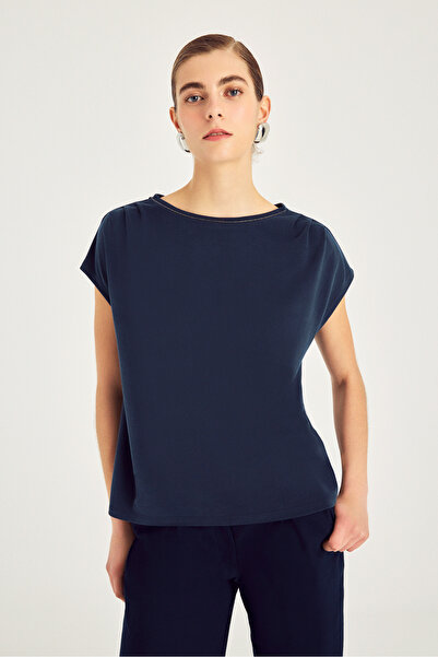 Naramaxx Düşük Kollu Yaka Detaylı Örme Bluz