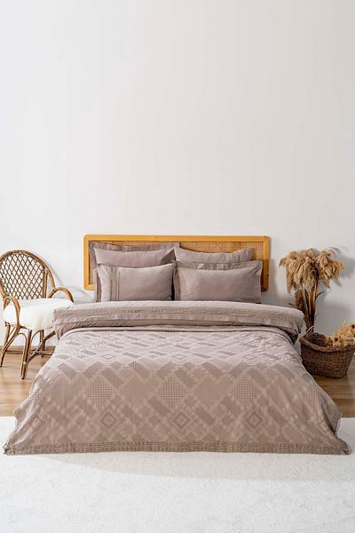 Rivaİstanbul Laced Freya Mink Pike Combo with Two-Person Duvet Cover - 7 Pieces