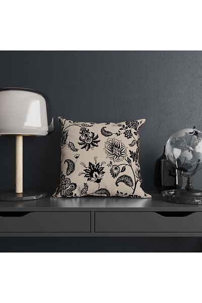 Mumi Dekor Ethnic Stripe Patterned Digital Printed 4-Piece Sofa Pillow and Throw Pillow Case Set in Black and Gray Colors