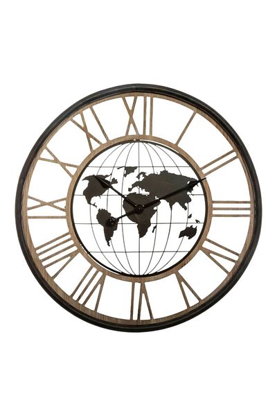 Atmosphera Alessio World Map Decor Metal Wall Clock 67cm