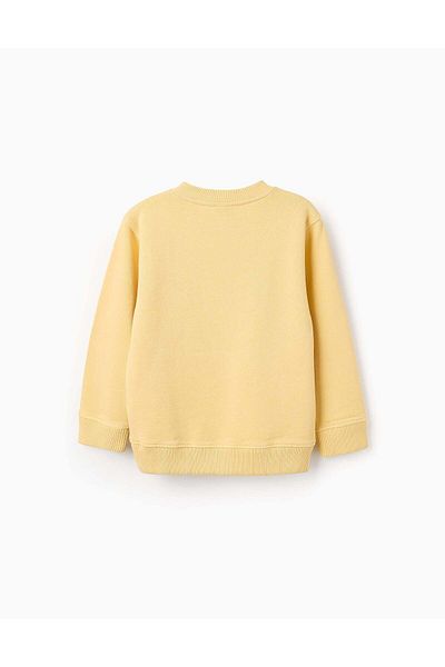 Ziddy Cotton Sweatshirt with Kangaroo Pocket for Boys, Yellow