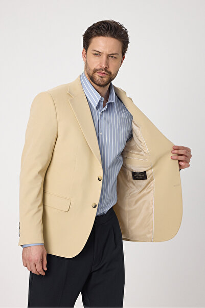 Frappoli Waffle Erkek Taş Waffle Desen Pamuk Karışımlı Likralı Esnek Kumaş Dört Mevsim Blazer Ceket