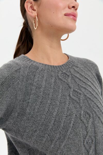 Desen Triko Women's Smoke Colored Woolen Sweater - Zero Collar, Seamless and Executed